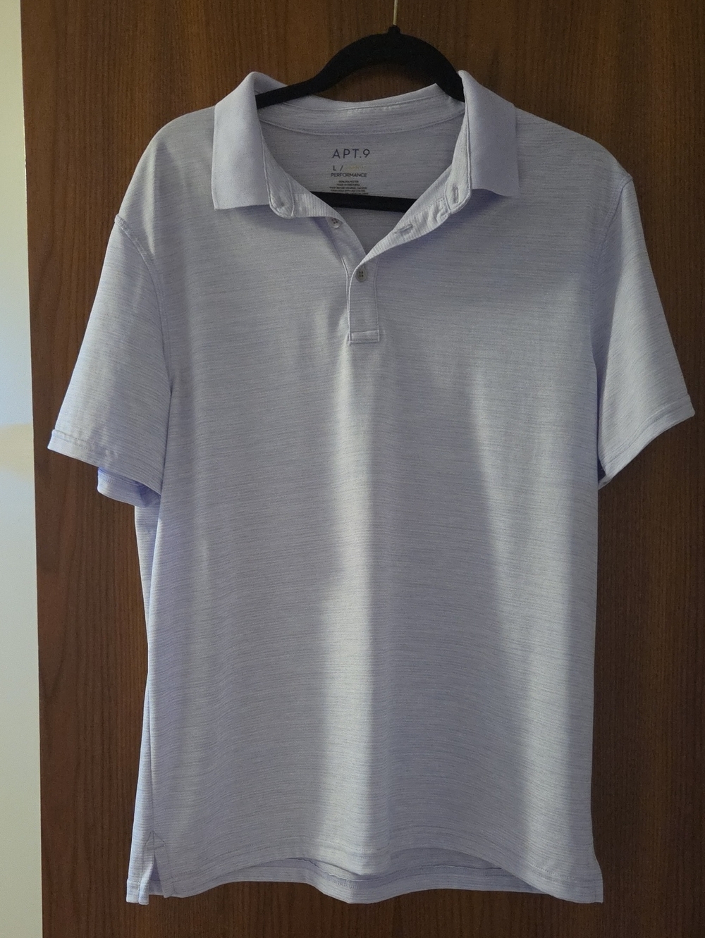 Apt. 9 Men's Pale Blue Striped Performance Polo Large